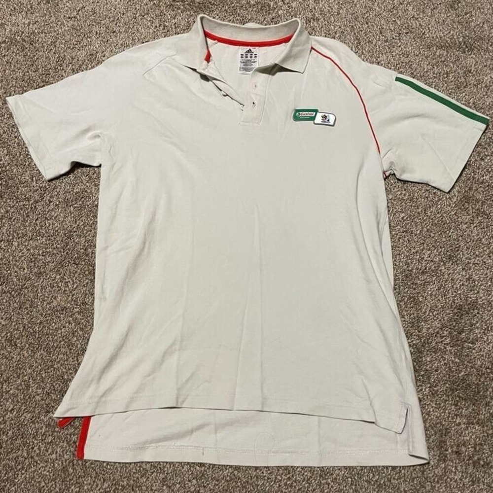 Adidas 2010 FIFA World Cup South Africa Castrol Polo Shirt Mens Large Off-White